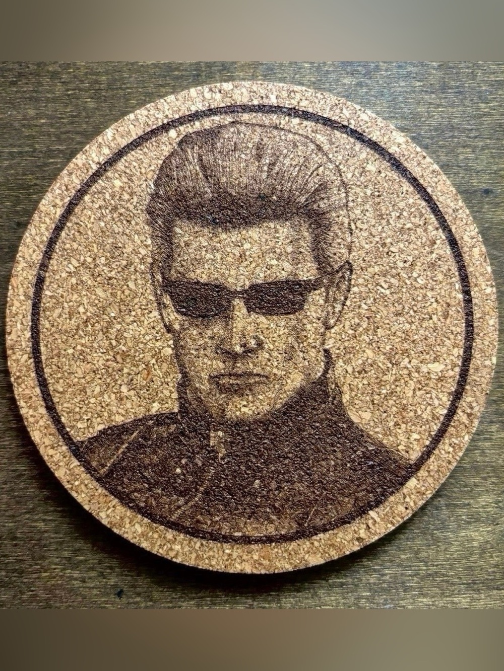 Resident Evil Albert Wesker Laser Engraved Cork Coaster